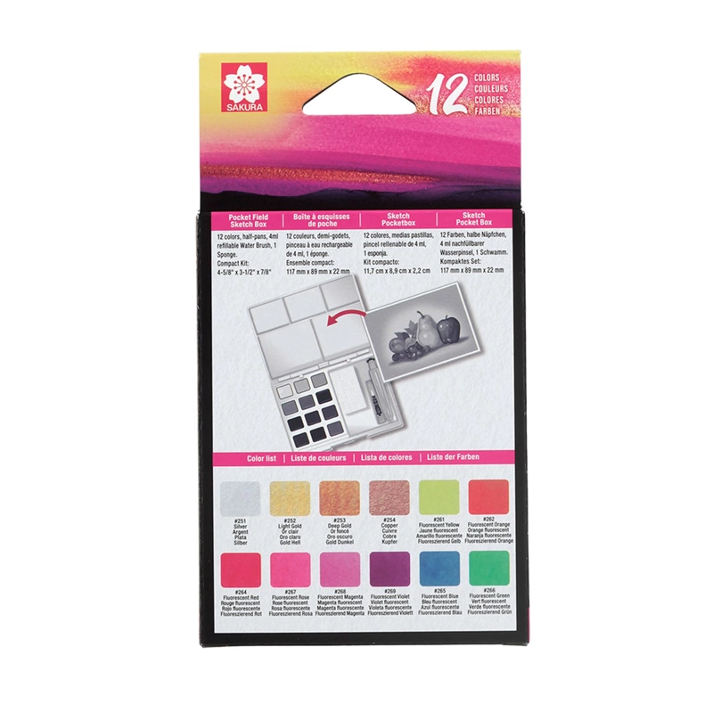 SAKURA KOI ACUARELA + WATERBRUSH 12 COLORES (4M + 8F) - 4