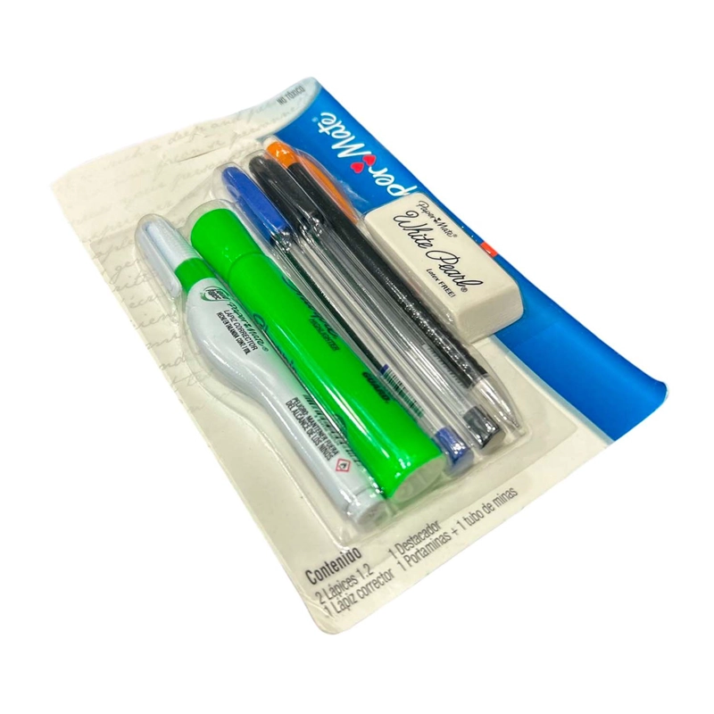 PACK UNIVERSITARIO PAPER MATE BOLÍGRAFOS CORRECTOR DESTACADOR + GOMA - 2
