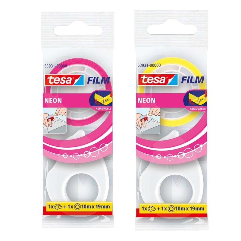 DISPENSADOR CON CINTA ADHESIVA NEON TESA COLOR SURTIDO 10MTS - 1
