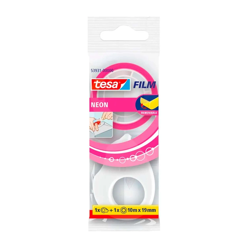 DISPENSADOR CON CINTA ADHESIVA NEON TESA COLOR SURTIDO 10MTS - 4