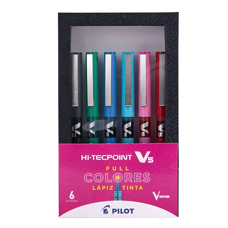 SET LAPIZ TINTA HI-TECPOINT PILOT BXV-502 0.5MM 6 COLORES - 1