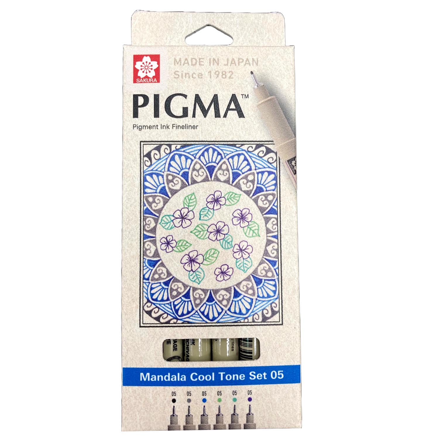 SET DE TIRALINEA SAKURA PIGMA MICRON 6 COLORES FRIOS 0.5 MANDALA