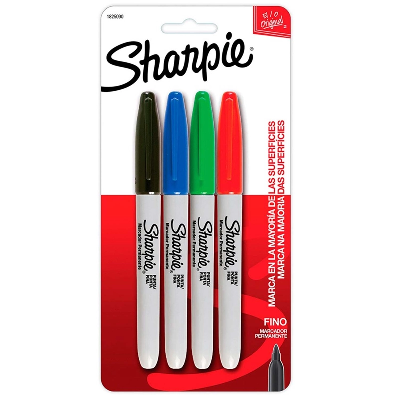 SET 4 MARCADORES PERMANTENTE SHARPIE COLORES BASICOS - 1