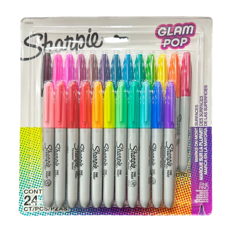 MARCADORES PERMANENTES SHARPIE GLAM POP SET 24 COLORES - 1
