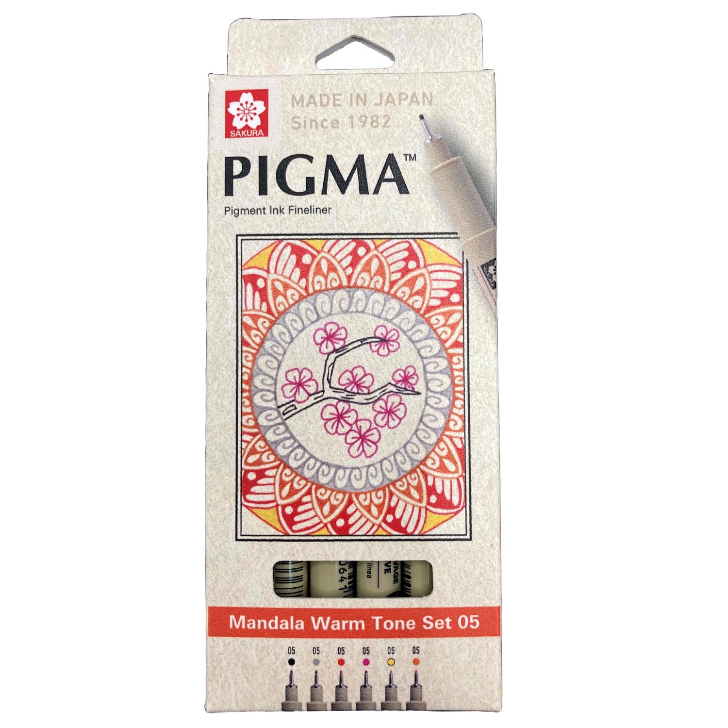 SET DE TIRALINEA PIGMA MICRON SAKURA0.5 MANDALA 6 COL CALIDO - 1