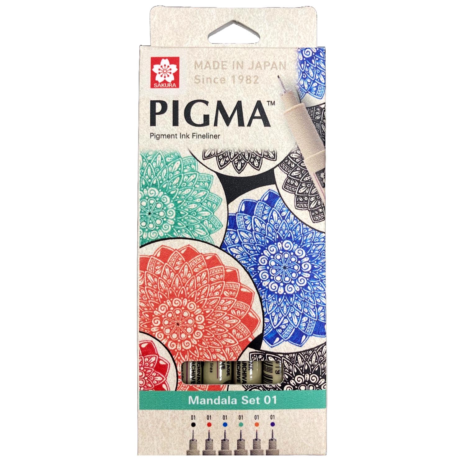 SET DE TIRALINEA PIGMA MICRON SAKURA 0.1 MANDALA 6 COLORES - 1