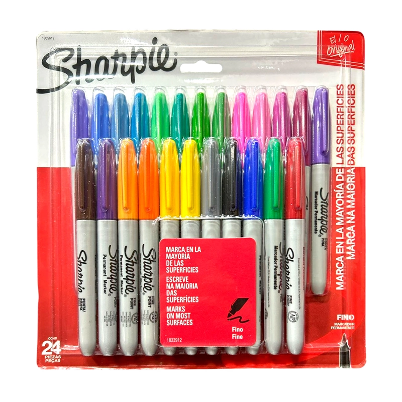 SET 24 MARCADORES SHARPIE PUNTA FINA COLORES SURTIDOS - 1