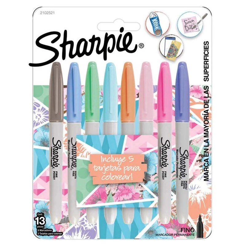 SET 8 MARCADORES SHARPIE PERMANENTE TONOS PASTEL - 1