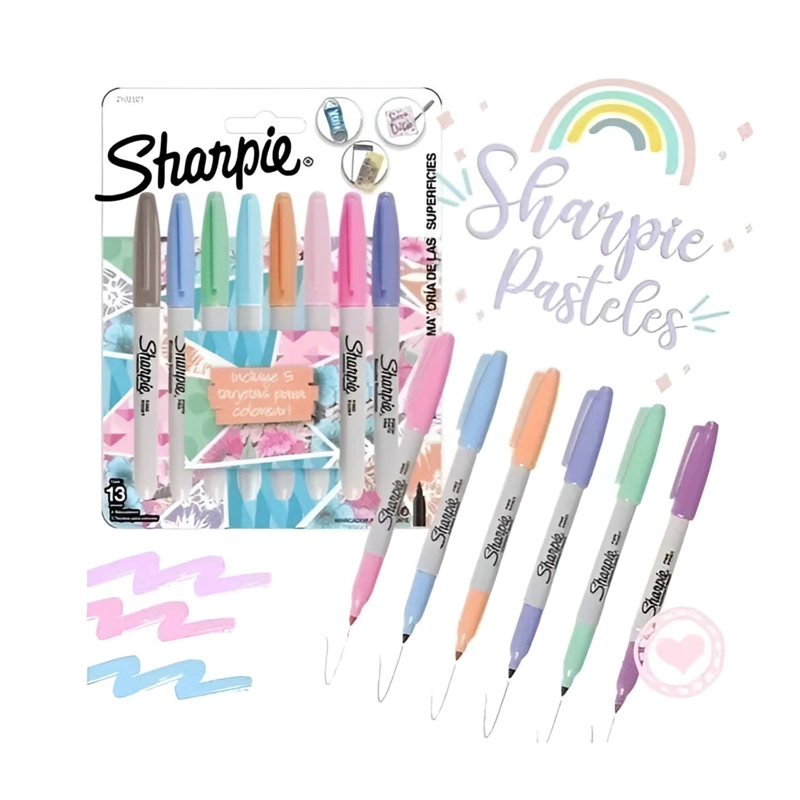 SET 8 MARCADORES SHARPIE PERMANENTE TONOS PASTEL - 2