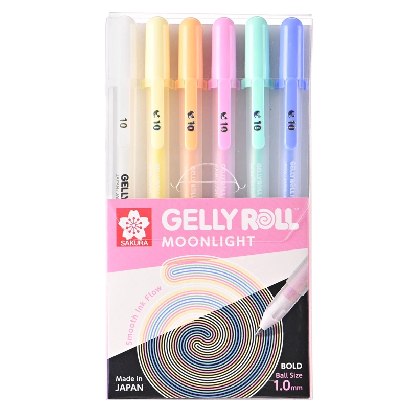LAPIZ GEL GELLY ROLL SAKURA MOONLIGHT 6 COLORES PASTELES - 1