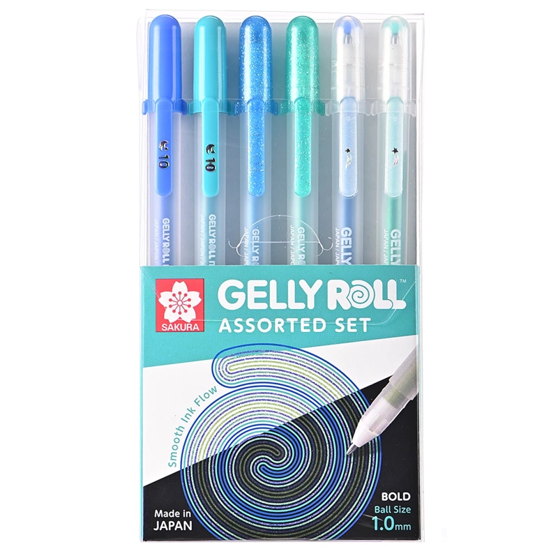 LAPIZ GEL GELLY ROLL SAKURA AZULES Y VERDES - 1