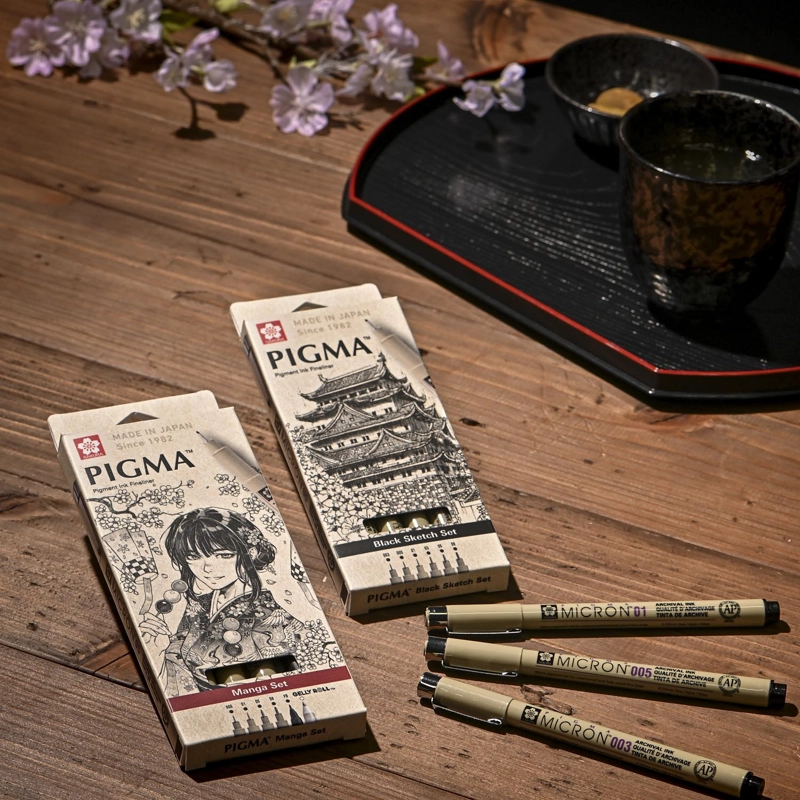 SET DE TIRALINEA PIGMA MICRON SAKURA NEGRO 6 GROSORES - 2