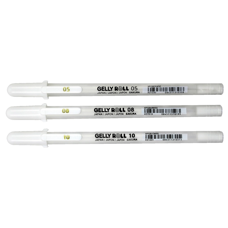 SET DE LAPICES GEL GELLY ROLL 3 GROSORES BLANCO - 2