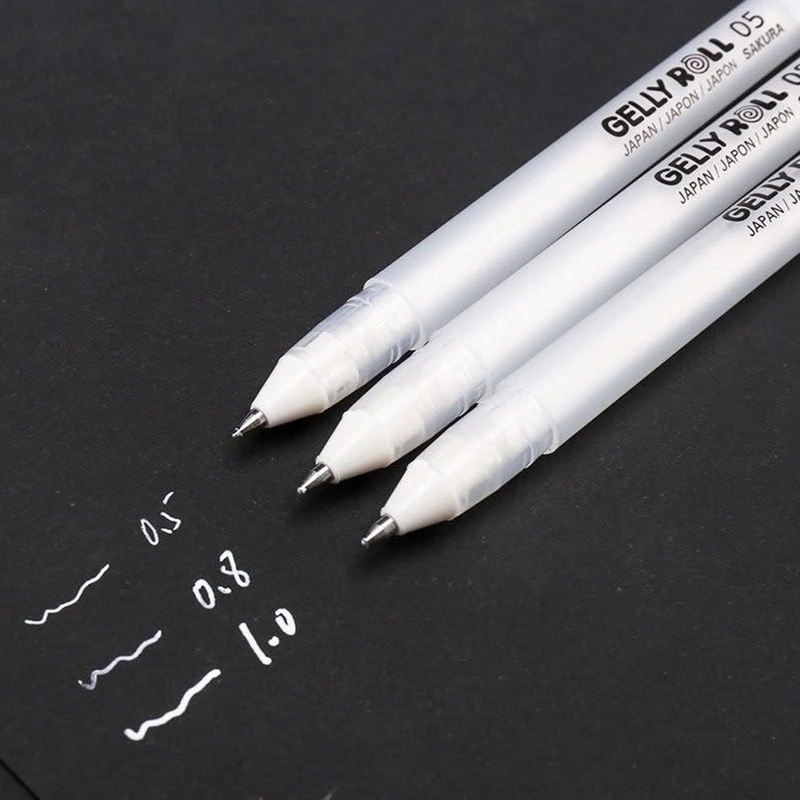 SET DE LAPICES GEL GELLY ROLL 3 GROSORES BLANCO - 3