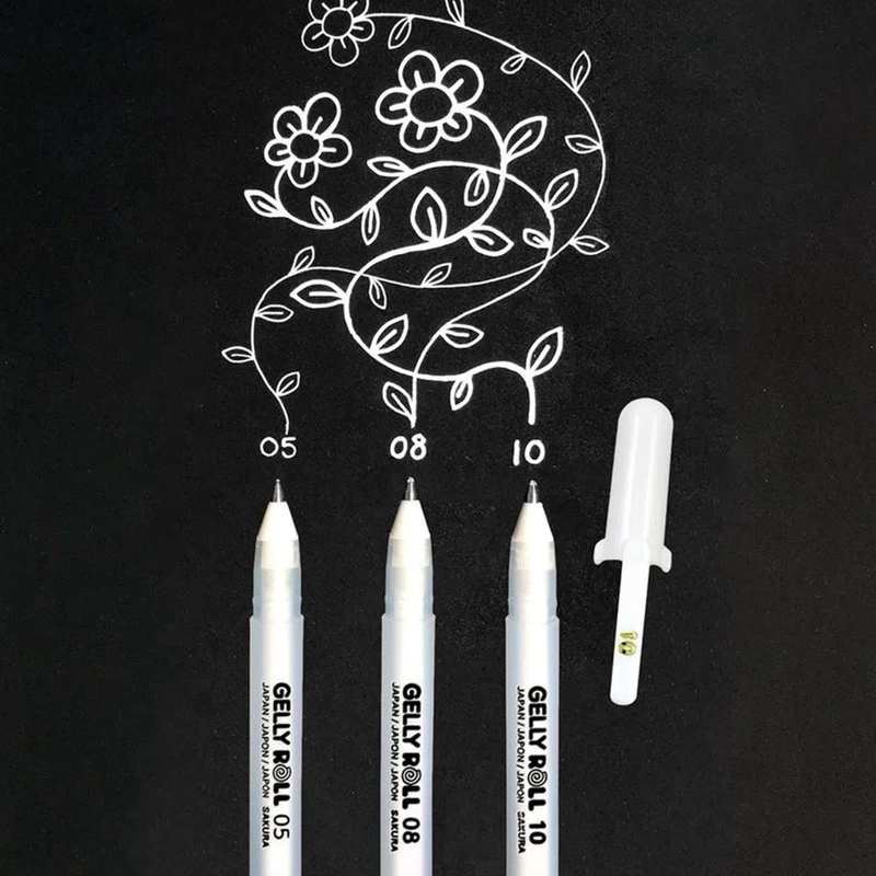 SET DE LAPICES GEL GELLY ROLL 3 GROSORES BLANCO - 4