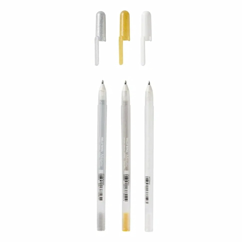 SET LAPICES GEL GELLY ROLL 3 COLORES (ORO, PLATA Y BLANCO) - 2