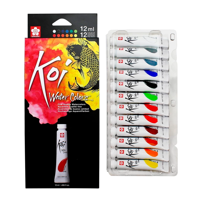 ACUARELA EN TUBO KOI WATER SAKURA 12 COLORES 5ML - 1