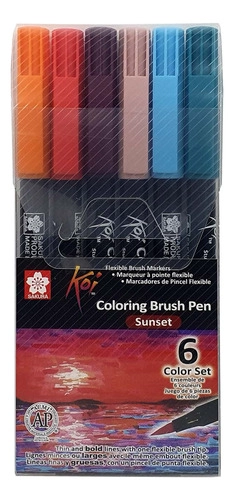SET PLUMONES ACUARELABLES SAKURA KOI 6 COLORES PUESTA DE SOL - 1