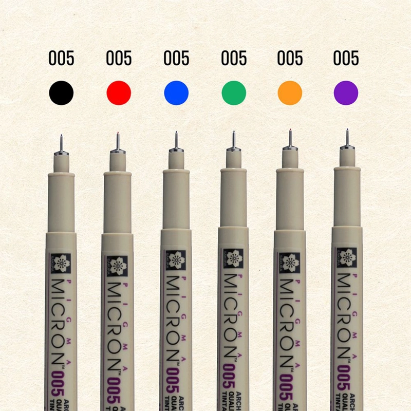 SET DE TIRALINEA PIGMA MICRON SAKURA 0,05 6 COLORES - 2