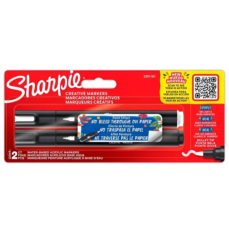 MARCADOR SHARPIE ACRILICO PUNTA BALA 2U (BLANCO Y NEGRO) - 1