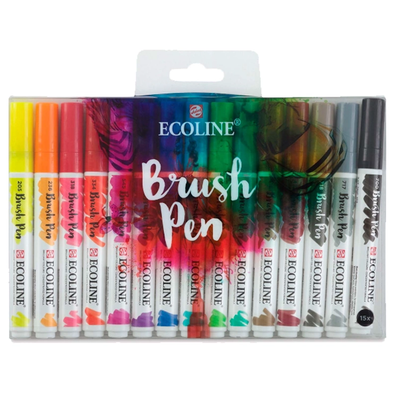 SET PLUMONES PUNTA PINCEL ECOLINE (15 COLORES) - 1