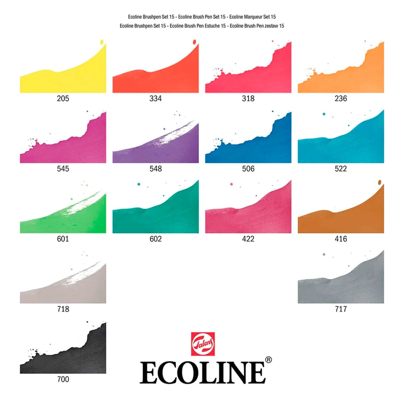 SET PLUMONES PUNTA PINCEL ECOLINE (15 COLORES) - 3