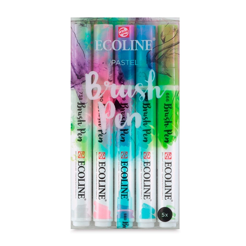 SET PLUMONES PUNTA PINCEL ECOLINE (5 COLORES PASTEL) - 1