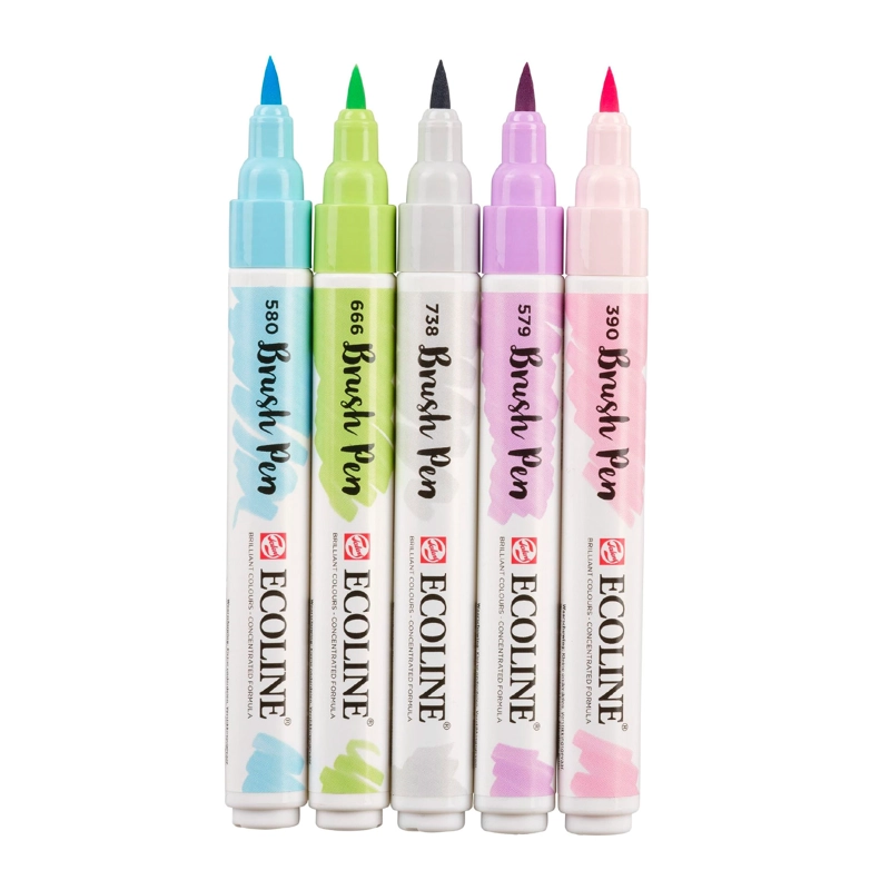 SET PLUMONES PUNTA PINCEL ECOLINE (5 COLORES PASTEL) - 2