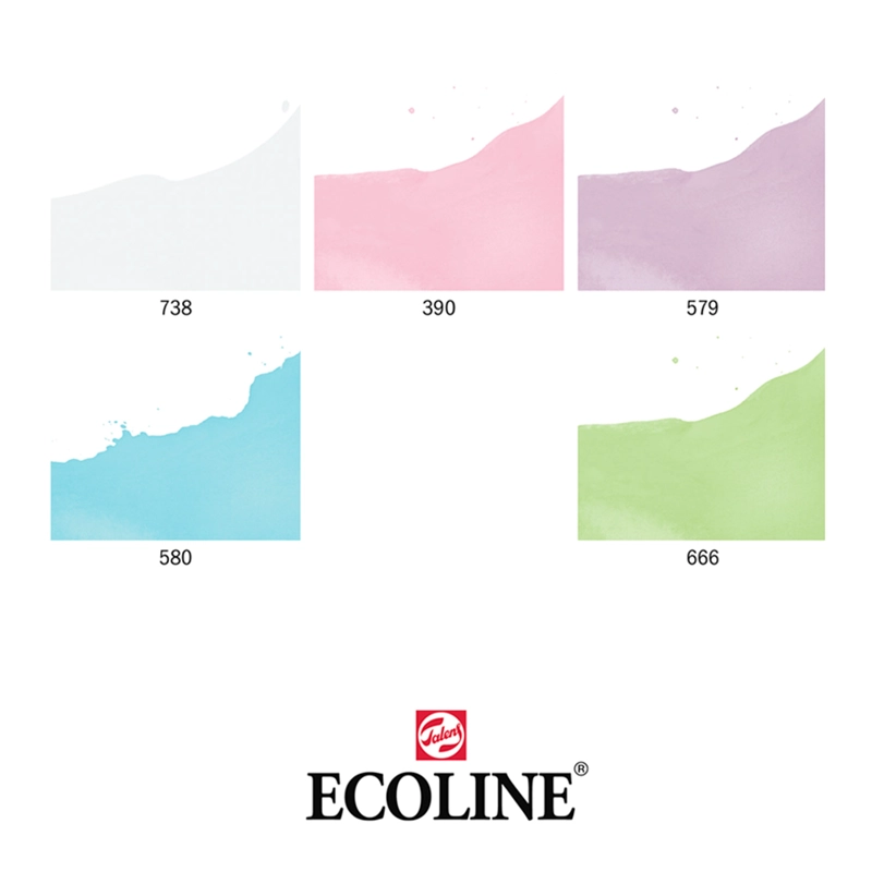 SET PLUMONES PUNTA PINCEL ECOLINE (5 COLORES PASTEL) - 3