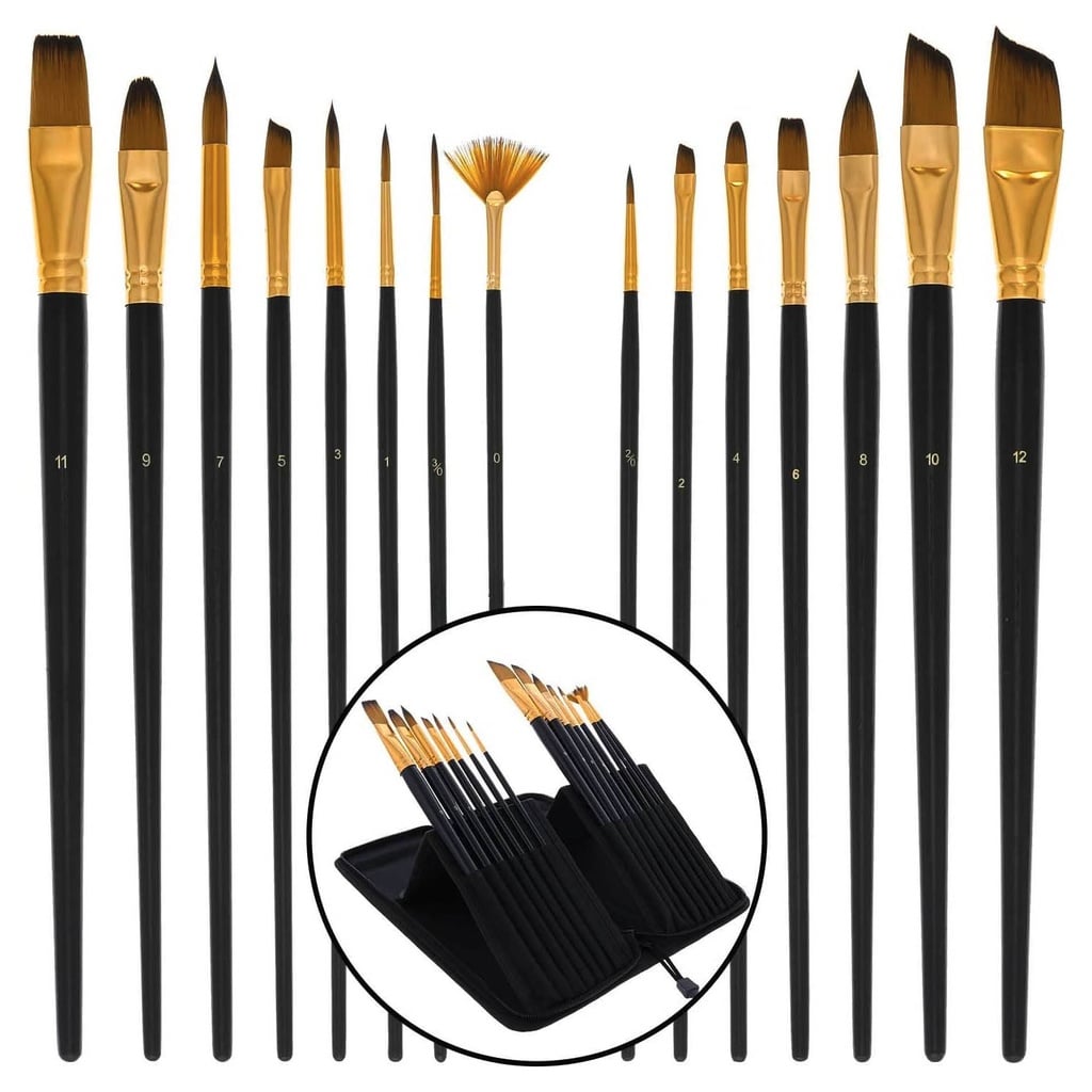 PINCELES PARA ACUARELA Y ACRILICO CON ESTUCHE SET 15 PCS. - 4