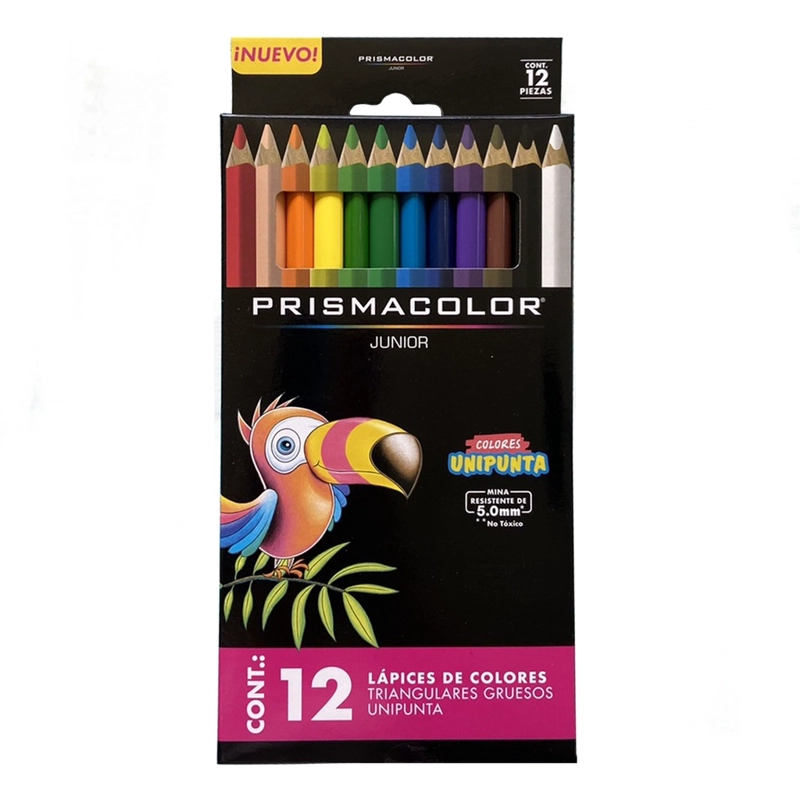 LAPICES PRISMACOLOR JUNIOR 12 COLORES TRIANGULARES GRUESOS - 1