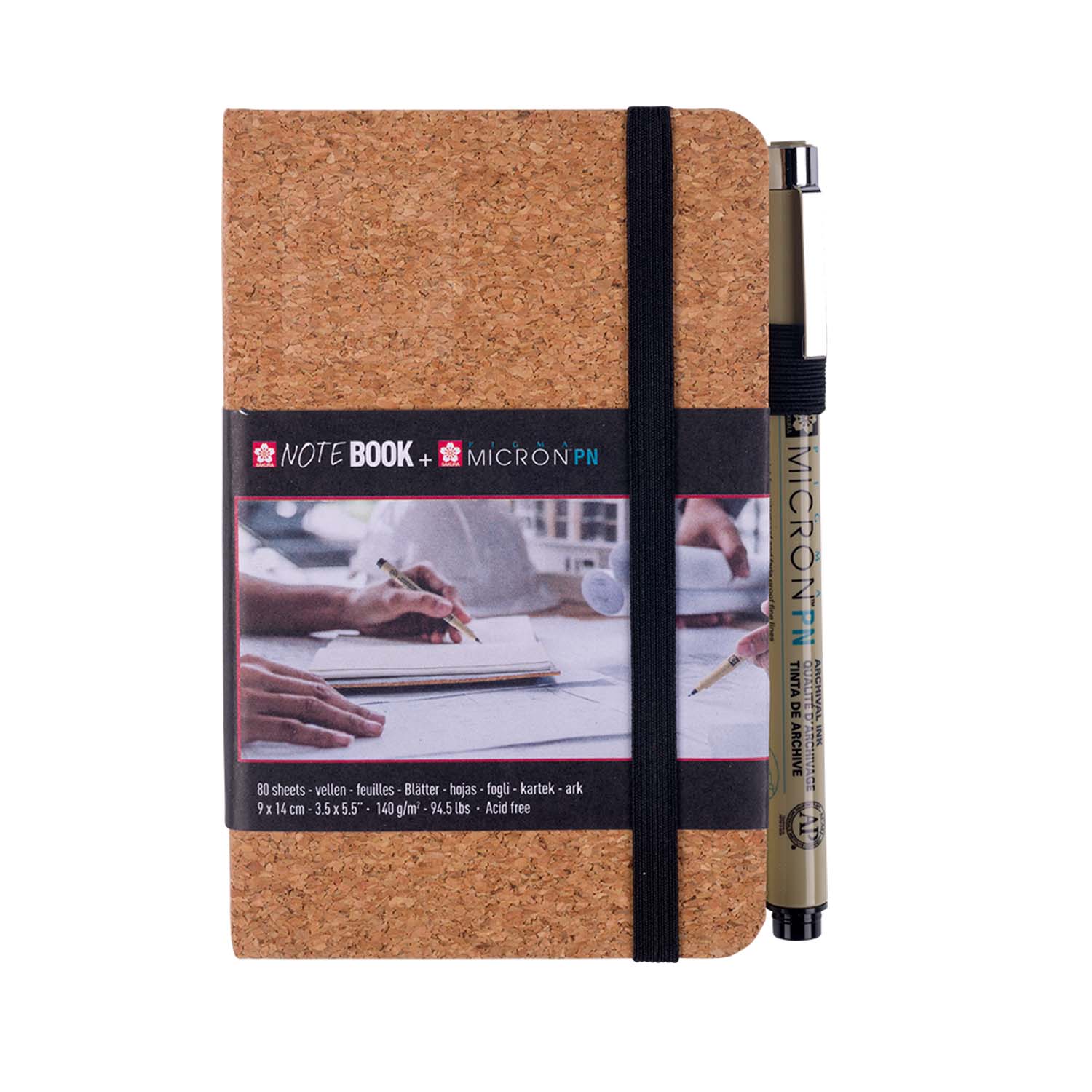 SKETCHBOOK SAKURA HOJA BLANCA 9X14CM CORCHO+PIGMA MICRON PN - 1