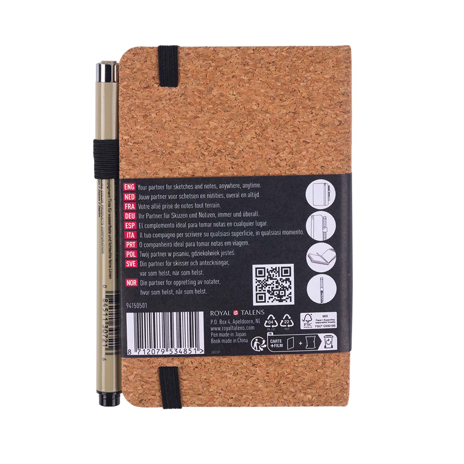 SKETCHBOOK SAKURA HOJA BLANCA 9X14CM CORCHO+PIGMA MICRON PN - 2