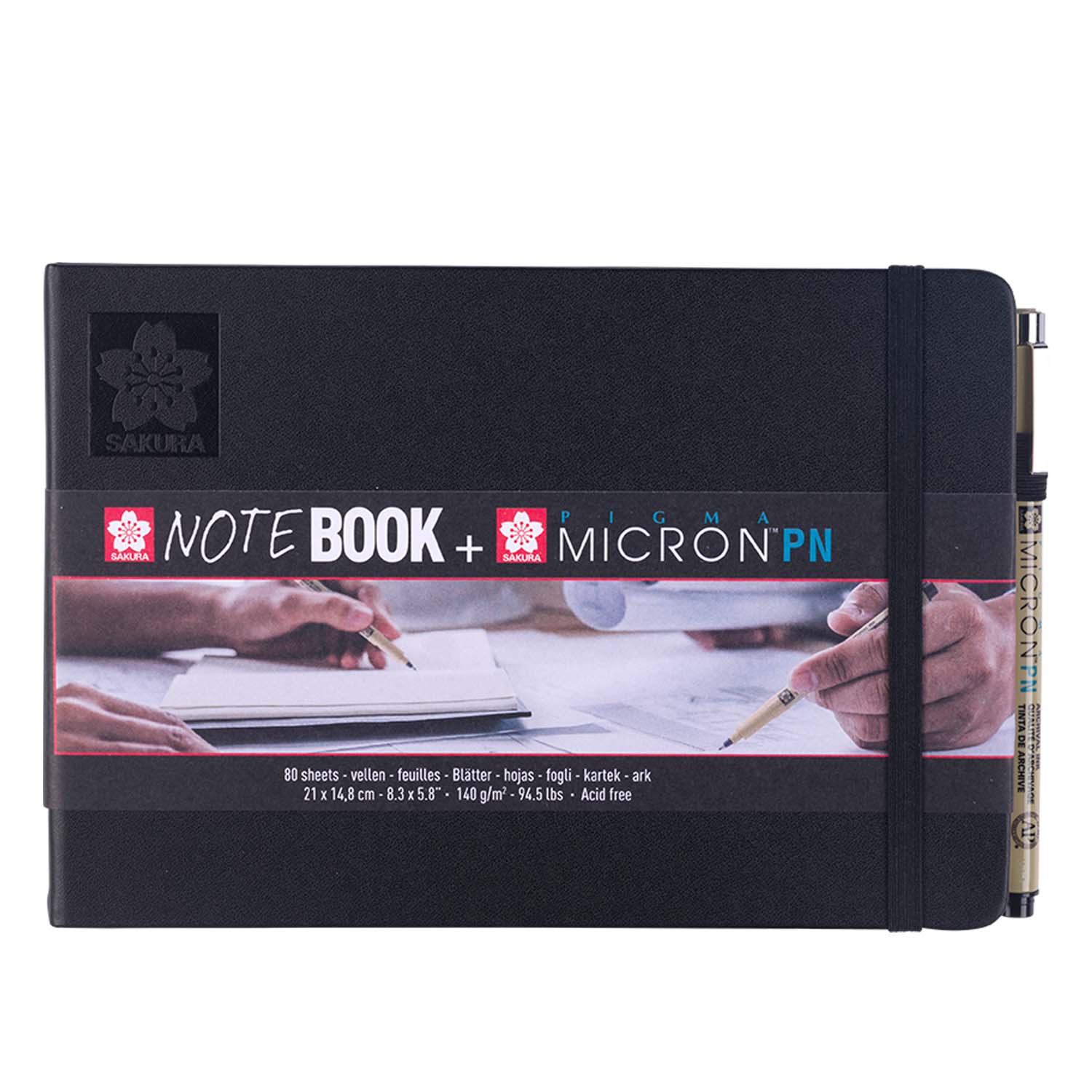 SKETCHBOOK SAKURA HOJA BLANCA A5 + PIGMA MICRON PN NEGRO - 1