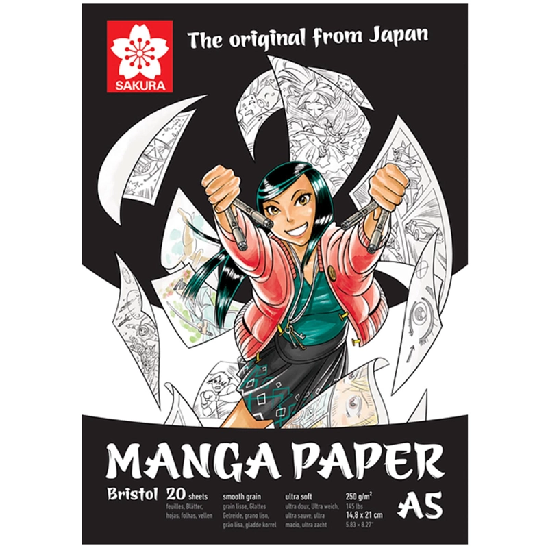 BLOCK DE PAPEL MANGA - SAKURA (250GR - 20HJ)  A5(14.8X21CM) - 2
