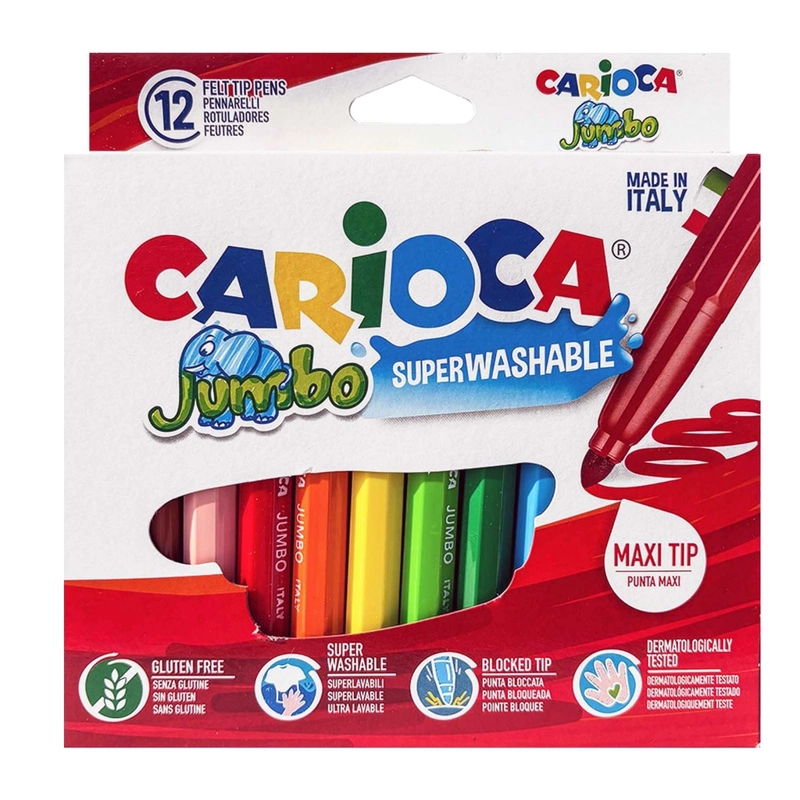 PLUMONES JUMBO CARIOCA 12 COLORES - 1