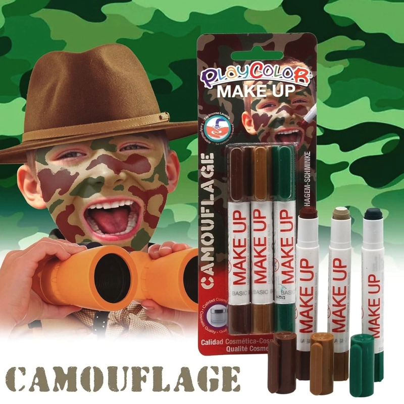 MAQUILLAJE TEMATICO CAMUFLAJE INSTANT 3 COLORES - 1