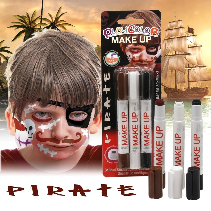 MAQUILLAJE TEMATICO PIRATA INSTANT 3 COLORES - 2