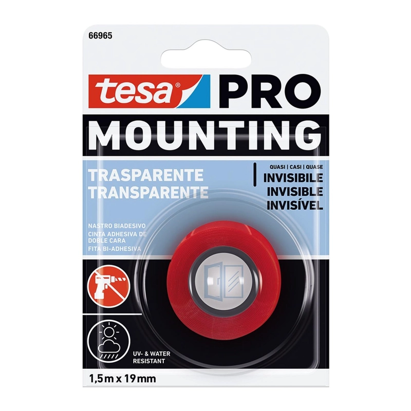 CINTA DOBLEFAZ TESA PRO MOUNTING TRANSPARENTE 19MM X 1.5MTS - 1