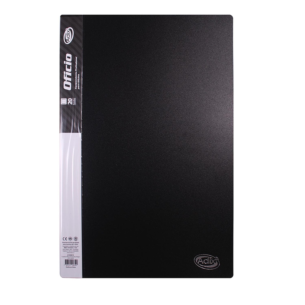 CARPETA ADIX CON 20 FUNDAS COLOR NEGRO (OFICIO) - 1