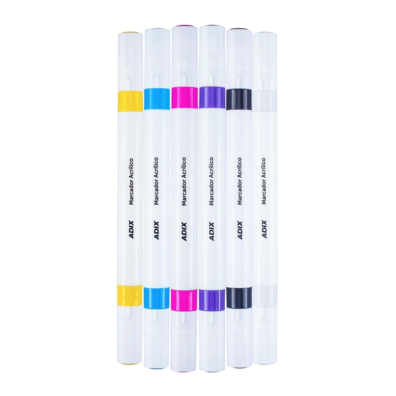 MARCADORES ACRILICOS ADIX PUNTA BRUSH/FINA 6 COLORES - 4