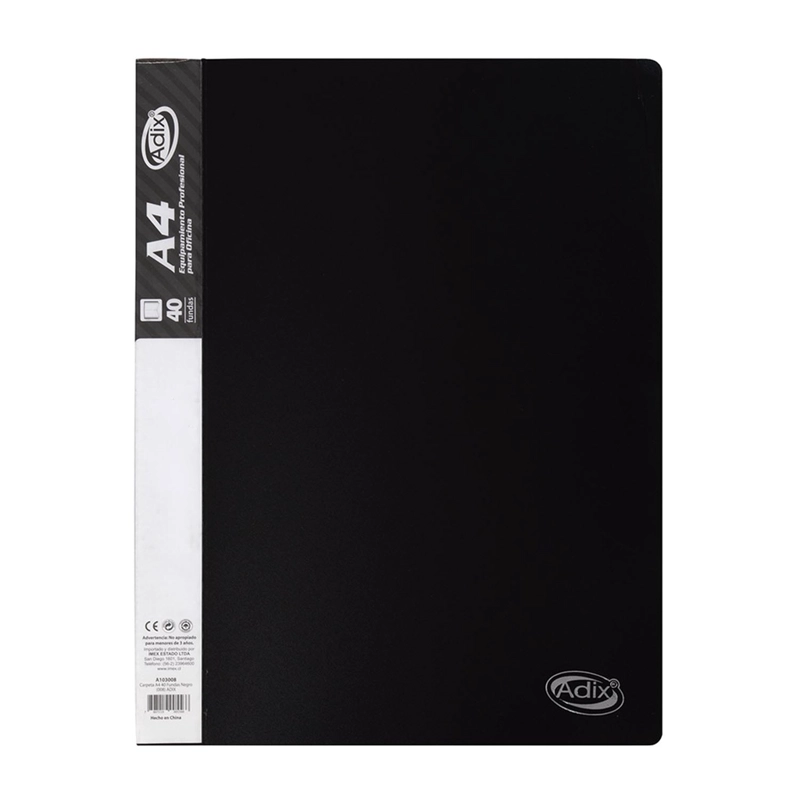 CARPETA ADIX CON 40 FUNDAS COLOR NEGRO (A4) - 1