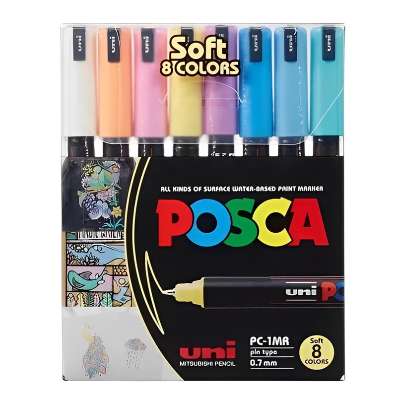 MARCADOR UNI POSCA 8 COLORES PASTEL 1MR 0.7MM - 1