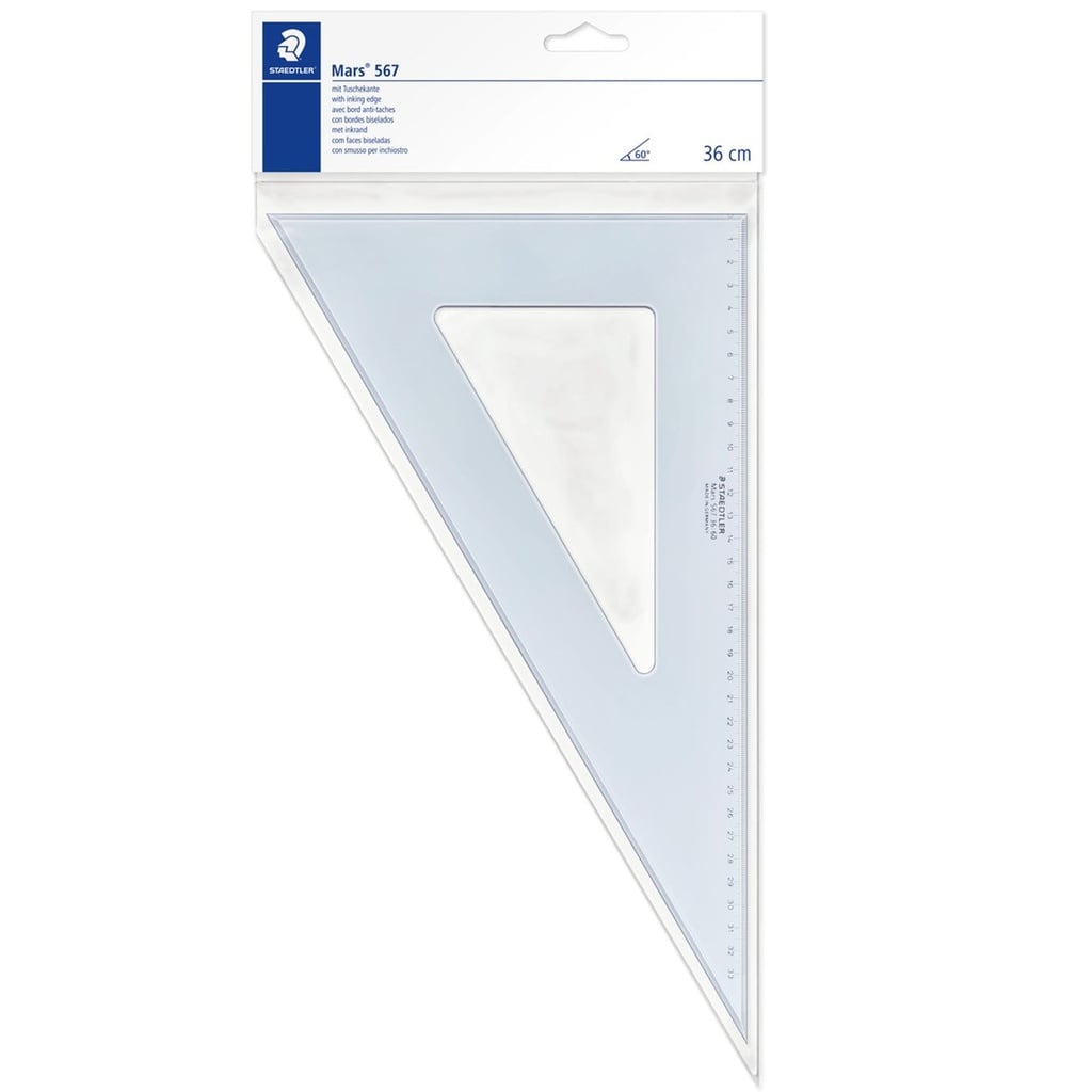 ESCUADRA PLASTICA STAEDTLER AZUL TRANSPARENTE 60º 36CM - 1