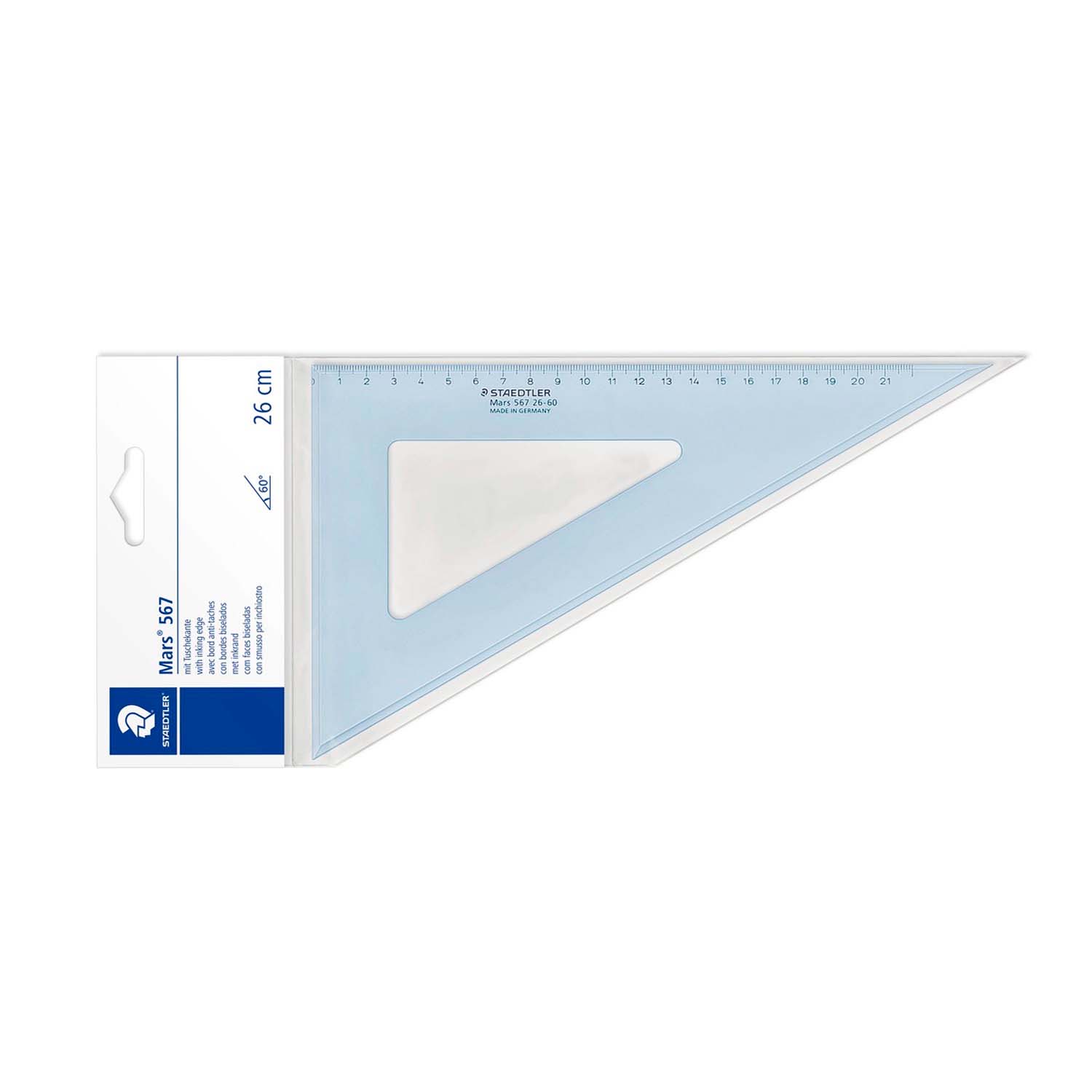 ESCUADRA PLASTICA STAEDTLER AZUL TRANSPARENTE 60º 36CM - 2