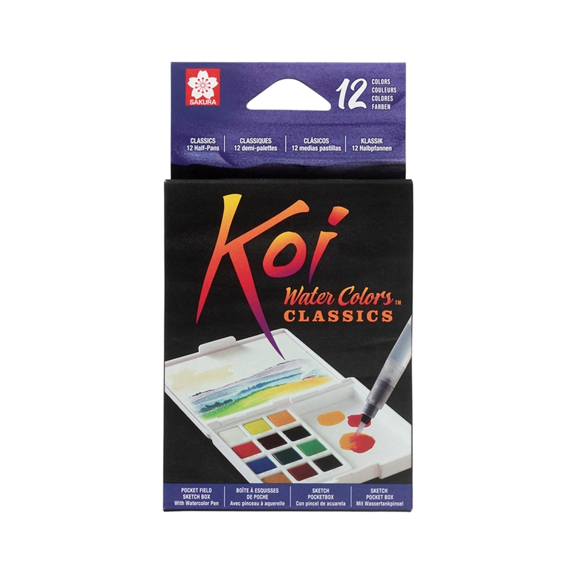 SAKURA KOI ACUARELA + WATERBRUSH  12 COLORES - 1
