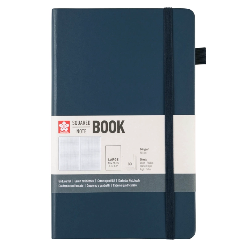 LIBRETA SAKURA HOJA CREMA CON CUADROS 13 X 21 CM - 1