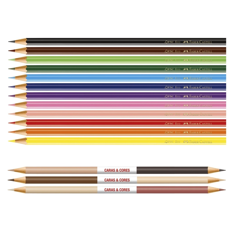 LAPICES FABER-CASTELL ECOLAPICES 12+3 CARAS Y COLORES - 2