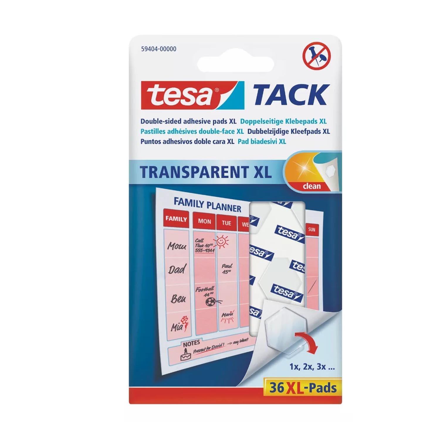 TACK XL TRANSPARENTE TESA 36 PZAS - 1