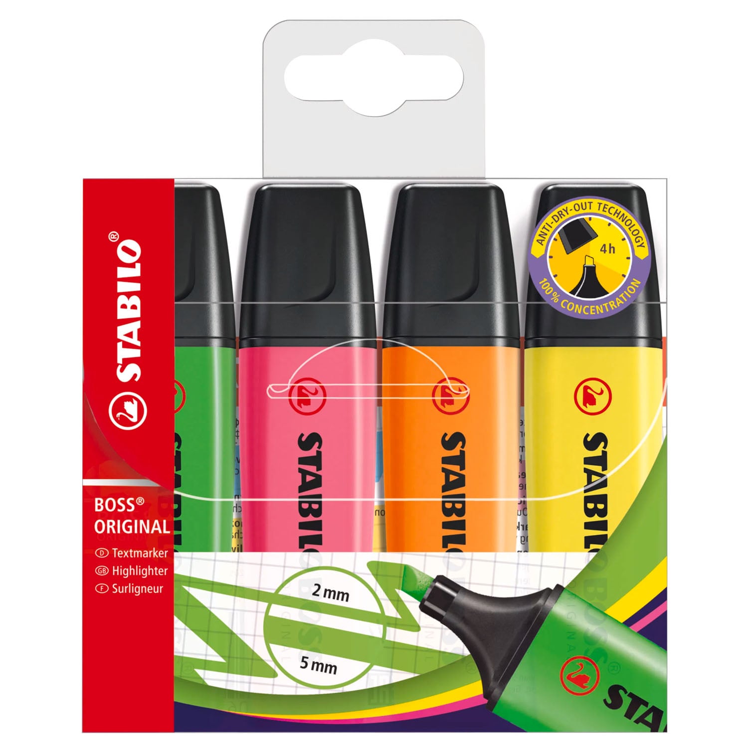 SET DESTACADORES STABILO BOSS FLUOR 4 UDS. - 1